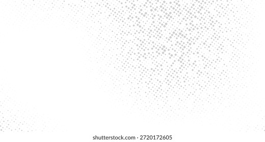 Meio-tom abstrato marca o plano de fundo com efeito de gradiente cinza suave no espaço em branco. Design mínimo e moderno adequado para banner, cartaz, apresentação, papel de parede, fundo da web, brochura, folheto e modelo digital. Textura pontilhada limpa com padrão de desvanecimento suave.
