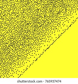 Abstract Halftone dots. Black dots on yellow background. Engraving Pattern For Your Design. Vector Dotwork Illustration.