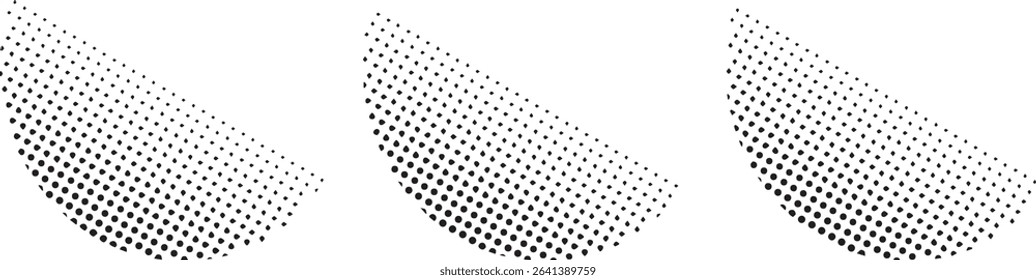 Abstract halftone dots curved design elements