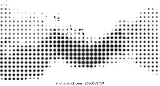 Abstractas puntos de semitono formando un patrón de onda suave en blanco y negro. Perfecto para fondos modernos, Diseño gráfico y composiciones de arte digital.