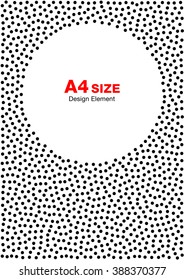 Abstract Halftone Dots Frame. Circle Background. A4 size, a4 format. Vector illustration 
