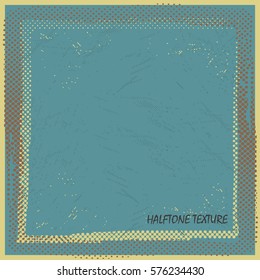 Abstract halftone dots frame. Vector grunge background