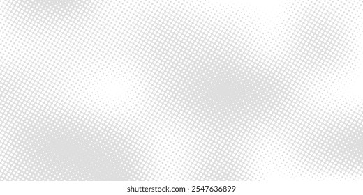 Abstractas puntos de semitono gris sobre fondo blanco. Abstractas patrón semitono en tonos de gris. Un patrón de semitono moderno y minimalista. Un patrón geométrico sin costuras con efecto semitono