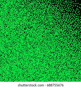 Abstract Halftone dots. Green dots on Black background. Engraving Pattern For Your Design. Vector Dotwork Illustration.