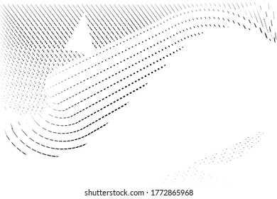Abstrakter Halbton-Punkte und Linien-Hintergrund, geometrisches dynamisches Muster, Vektordesign-Struktur für Karte, Deckel, Poster, Dekoration.