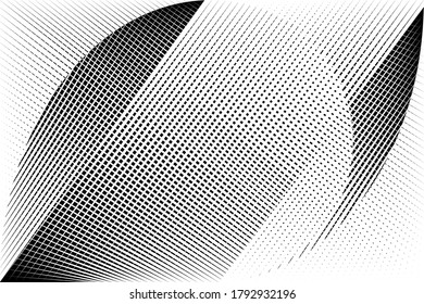 Resumen de fondo de líneas y puntos de medio tono, diseño moderno, patrón de medio tono geométrico en blanco y negro, textura vectorial para banner, tarjeta de visita, volante, portada, afiche, decoración.