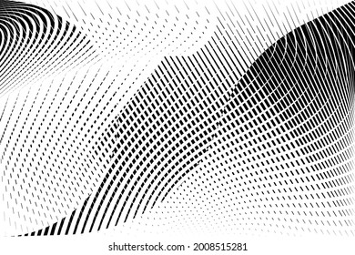 Abstract halftone dots and lines background, geometric dynamic pattern, vector modern design texture.