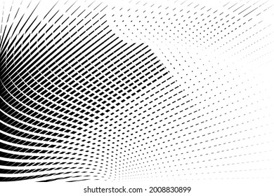 Abstract halftone dots and lines background, geometric dynamic pattern, vector modern design texture.