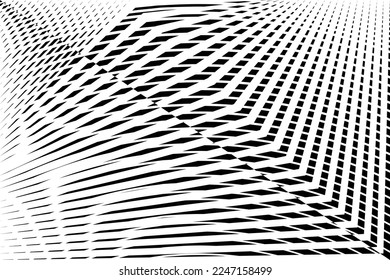 abstract halftone dots and lines background, geometric dynamic pattern, vector black and white texture