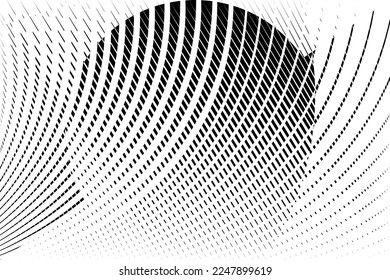 abstract halftone dots and lines background, creative geometric dynamic pattern, vector modern design black and white texture