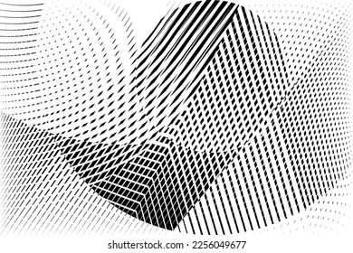 abstract halftone dots and lines background, creative geometric dynamic pattern, vector modern design black and white texture