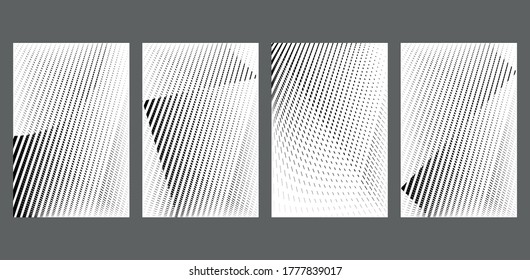Abstract halftone dots and lines backgrounds, geometric dynamic patterns, vector modern design textures for banner, business card, flyer, cover, poster, decoration.