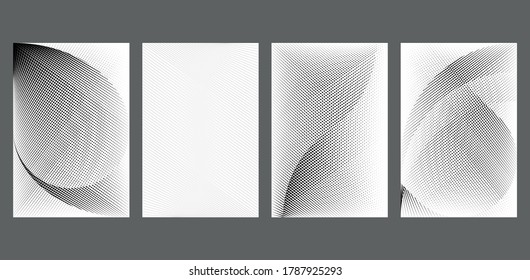 Resumen de puntos de medio tono y líneas fondos de luz, diseño moderno, patrones geométricos de semitono en blanco y negro, texturas vectoriales para banner, tarjeta de visita, volante, portada, afiche, decoración.