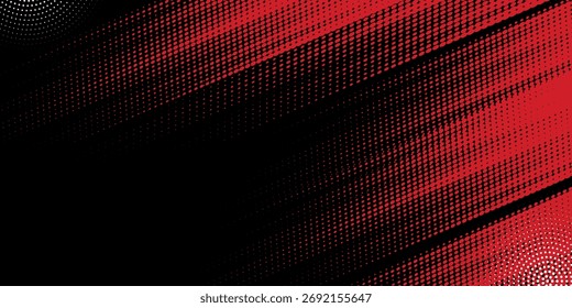 Abstract halftone dots red grunge on black dark background. Grunge texture design