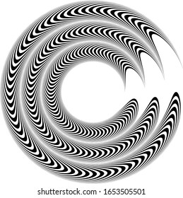 Abstrakte Halftonpunkte in Spiralform. Geometrische gepunktete Form. einfarbiger Hintergrund. Design-Element für Drucke, Webseiten, Vorlage