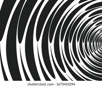 Abstract halftone dots in spiral form. Geometric dotted shape. Monochrome background. Design element for prints, web pages, template