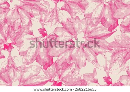 Abstract halftone Dots and Spots, Grunge floral silhouette background. Distressed Grungy Seamless Pattern Design. Polka Dots Style Texture. Floral texture collection for textile and fashion design.