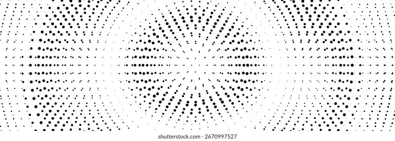 Abstract halftone dots wave backdrop with circular gradient monochrome minimal pattern geometric texture optical art mesh design for banners posters web and presentations