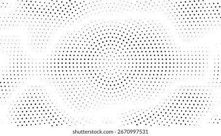 Abstrato meio-tom pontos onda pano de fundo com gradiente circular monocromático padrão mínimo textura geométrica óptica arte malha design para banners cartazes web e apresentações