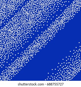 Abstract Halftone dots. White dots on blue background. Engraving Pattern For Your Design. Vector Dotwork Illustration.