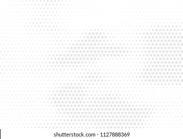 Abstract halftone dotted background. Futuristic grunge pattern, star, circles, shadow.  Gray modern optical pop art texture for posters, sites, business cards, cover, labels mock-up, vintage stickers