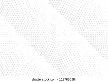 Abstract halftone dotted background. Futuristic grunge pattern, star, circles, shadow.  Gray modern optical pop art texture for posters, sites, business cards, cover, labels mock-up, vintage stickers