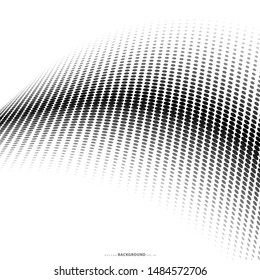 Antecedentes abstractos de medio tono. Patrón futurista, punto, onda. Vector textura moderna de arte pop óptico para carteles, sitios, tarjetas de visita, portada, maqueta de etiquetas, diseño vintage