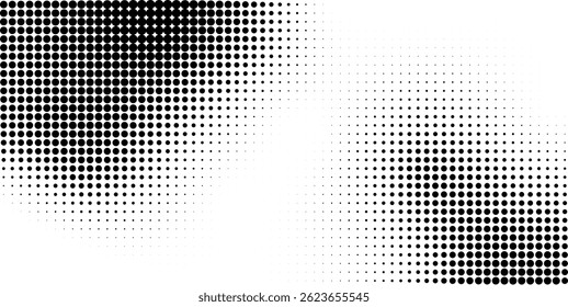 Abstract halftone dotted background. Grain gradient texture background with dots. Noise Stipple pointillism pattern. Sand, grain, grunge stipple effect. Abstract texture, engraved overlay. Vector
