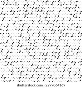 Resumen de medio tono salpicado de fondo. Patrón monocromo con punto y círculos. Textura de arte pop vectorial para afiches, sitios, tarjetas de visita, postales de portada, diseño interior, etiquetas, pegatinas.