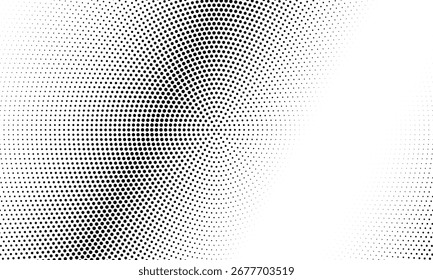 Fundo abstrato pontilhado de meio-tom. Padrão monocromático com pontos e círculos. Vetor textura futurista moderna para cartazes, sites, cartões de visita, cartões postais, design de interiores, etiquetas e adesivos.

