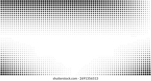 Abstractas fondo punteado de semitono. Patrón monocromático con puntos y círculos.  Vector de textura de arte pop moderno para carteles, sitios, tarjetas de visita, tarjetas postales de cubierta, diseño de interiores, etiquetas, pegatinas.
