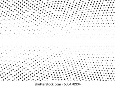 Abstract halftone dotted background. Monochrome pattern with stars.  Vector modern futuristic texture for posters, sites, business cards, postcards, labels and stickers. Design mock-up layout.