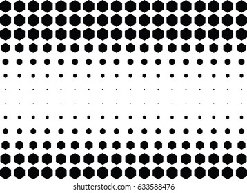Abstract halftone dotted background. Monochrome pattern with hexagon.  Vector modern futuristic texture for posters, sites, business cards, postcards, labels and stickers. Design mock-up layout.