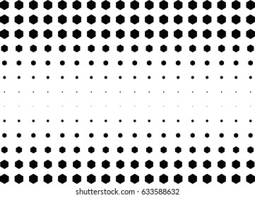 Abstract halftone dotted background. Monochrome pattern with hexagon.  Vector modern futuristic texture for posters, sites, business cards, postcards, labels and stickers. Design mock-up layout.