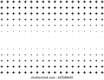 Abstract halftone dotted background. Monochrome pattern with stars.  Vector modern futuristic texture for posters, sites, business cards, postcards, labels and stickers. Design mock-up layout.