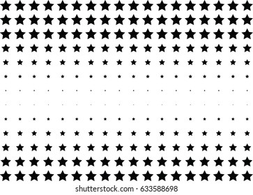 Abstract halftone dotted background. Monochrome pattern with stars.  Vector modern futuristic texture for posters, sites, business cards, postcards, labels and stickers. Design mock-up layout.