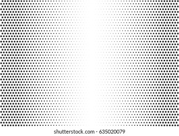 Abstract halftone dotted background. Monochrome pattern with stars.  Vector modern futuristic texture for posters, sites, business cards, postcards, labels and stickers. Design mock-up layout.