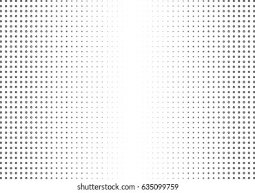 Abstract halftone dotted background. Monochrome pattern with dot, torus, circles.  Vector modern futuristic texture for posters, sites, business cards, postcards, interior design, labels and stickers