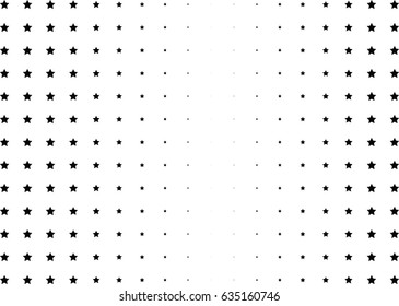 Abstract halftone dotted background. Monochrome pattern with stars.  Vector modern futuristic texture for posters, sites, business cards, postcards, labels and stickers. Design mock-up layout.