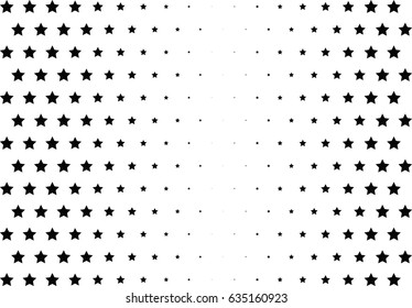 Abstract halftone dotted background. Monochrome pattern with stars.  Vector modern futuristic texture for posters, sites, business cards, postcards, labels and stickers. Design mock-up layout.
