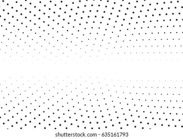 Abstract halftone dotted background. Monochrome pattern with stars.  Vector modern futuristic texture for posters, sites, business cards, postcards, labels and stickers. Design mock-up layout.