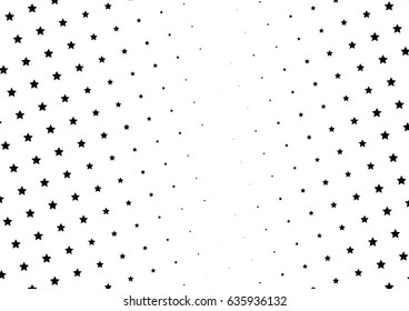 Abstract halftone dotted background. Monochrome pattern with stars.  Vector modern futuristic texture for posters, sites, business cards, postcards, labels and stickers. Design mock-up layout.