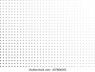 Abstract halftone dotted background. Monochrome pattern with stars.  Vector modern futuristic texture for posters, sites, business cards, postcards, labels and stickers. Design mock-up layout.