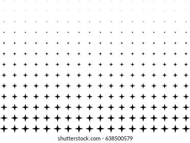 Abstract halftone dotted background. Monochrome pattern with stars.  Vector modern futuristic texture for posters, sites, business cards, postcards, labels and stickers. Design mock-up layout.