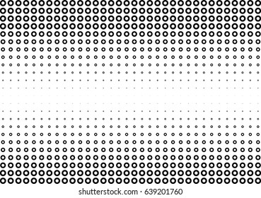 Abstract halftone dotted background. Monochrome pattern with dot, torus, circles.  Vector modern futuristic texture for posters, sites, business cards, postcards, interior design, labels and stickers