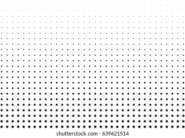 Abstract halftone dotted background. Monochrome pattern with stars.  Vector modern futuristic texture for posters, sites, business cards, postcards, labels and stickers. Design mock-up layout.