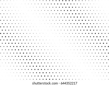 Abstract halftone dotted background. Monochrome pattern with stars.  Vector modern futuristic texture for posters, sites, business cards, postcards, labels, cover, stickers. Design mock-up layout.