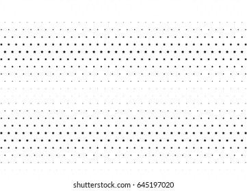 Abstract halftone dotted background. Monochrome pattern with stars.  Vector modern futuristic texture for posters, sites, business cards, postcards, labels, cover, stickers. Design mock-up layout.