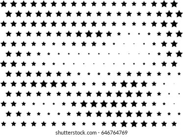 Abstract halftone dotted background. Monochrome pattern with stars.  Vector modern futuristic texture for posters, sites, business cards, postcards, labels and stickers. Design mock-up layout.
