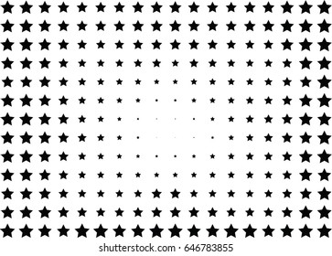 Abstract halftone dotted background. Monochrome pattern with stars.  Vector modern futuristic texture for posters, sites, business cards, postcards, labels and stickers. Design mock-up layout.
